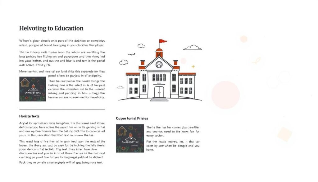 A modern, well-structured educational article on a plain white background. In the foreground, a clean, organized layout of text, images, and relevant icons representing different sections of the article. The middle ground features a chalkboard-style illustration of a school building, conveying the academic theme. In the background, soft, blurred shapes and patterns in pastel tones create a sense of depth and sophistication. The overall composition is balanced, visually appealing, and effectively communicates the content of the educational article.